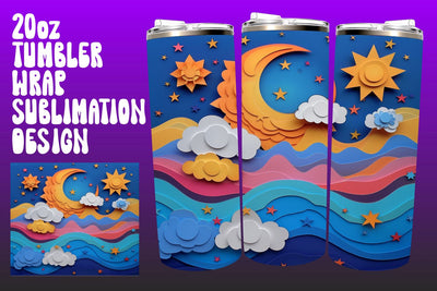 Vibrant 3D Sun Tumbler Sublimation Artwork Sublimation afrosvg 