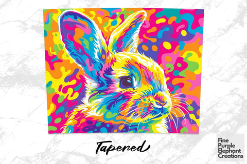 Vibrant 90s Bunny Rabbit Neon Psychedelic Rainbow Sublimation Tumbler Wrap Sublimation Fine Purple Elephant Creations 