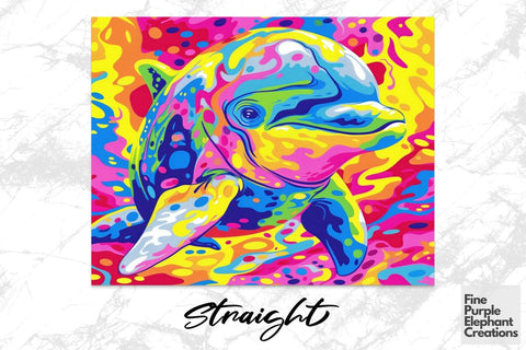 Vibrant 90s Dolphin Neon Psychedelic Rainbow Sublimation Tumbler Wrap Sublimation Fine Purple Elephant Creations 