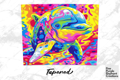 Vibrant 90s Dolphin Neon Psychedelic Rainbow Sublimation Tumbler Wrap Sublimation Fine Purple Elephant Creations 
