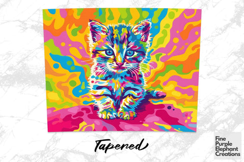 Vibrant 90s Kitten Cat Neon Psychedelic Rainbow Sublimation Tumbler Wrap Sublimation Fine Purple Elephant Creations 