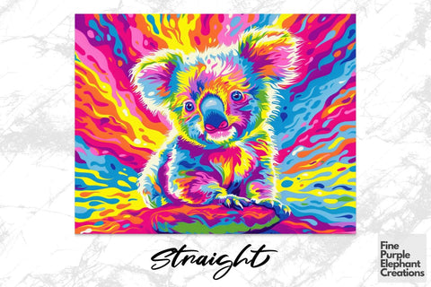 Vibrant 90s Koala Neon Psychedelic Rainbow Sublimation Tumbler Wrap Sublimation Fine Purple Elephant Creations 