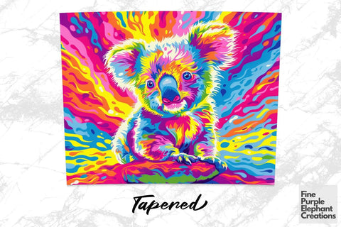 Vibrant 90s Koala Neon Psychedelic Rainbow Sublimation Tumbler Wrap Sublimation Fine Purple Elephant Creations 