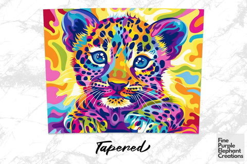 Vibrant 90s Leopard Neon Psychedelic Rainbow Sublimation Tumbler Wrap Sublimation Fine Purple Elephant Creations 