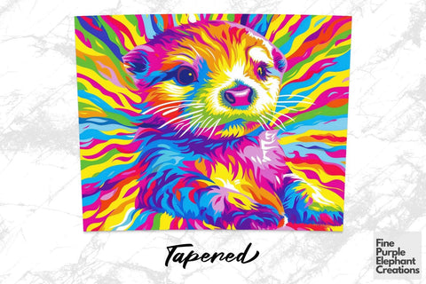 Vibrant 90s Otter Neon Psychedelic Rainbow Sublimation Tumbler Wrap Sublimation Fine Purple Elephant Creations 