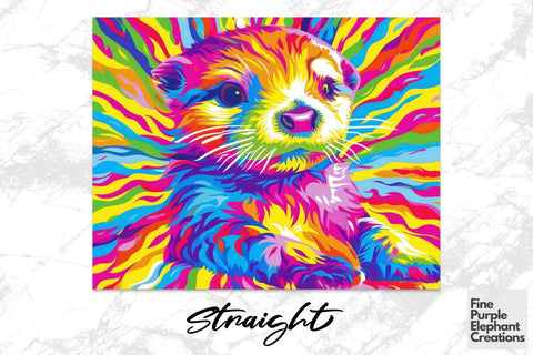Vibrant 90s Otter Neon Psychedelic Rainbow Sublimation Tumbler Wrap Sublimation Fine Purple Elephant Creations 