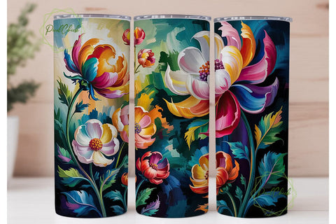 Vibrant Abstract Floral 20oz Tumbler Sublimation PixelChick 