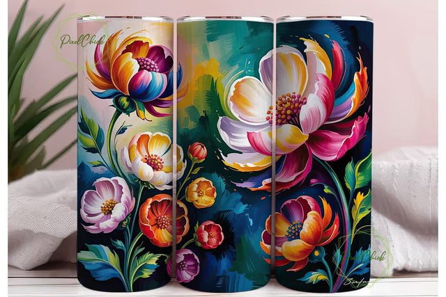 Vibrant Abstract Floral 20oz Tumbler Sublimation PixelChick 