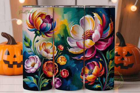 Vibrant Abstract Floral 20oz Tumbler Sublimation PixelChick 