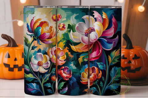 Vibrant Abstract Floral 20oz Tumbler Sublimation PixelChick 