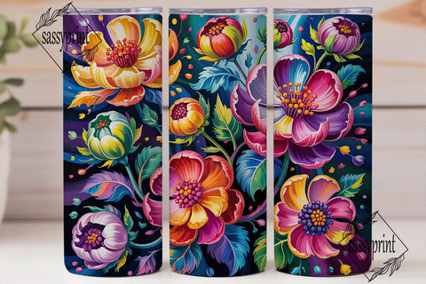 Vibrant Abstract Floral 20oz Tumbler Sublimation sassyprint 