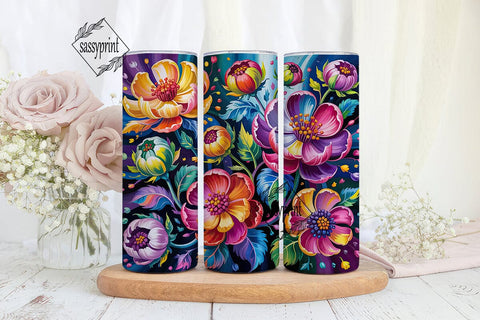 Vibrant Abstract Floral 20oz Tumbler Sublimation sassyprint 