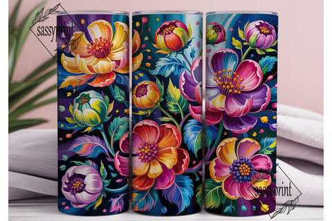 Vibrant Abstract Floral 20oz Tumbler Sublimation sassyprint 