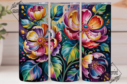 Vibrant Abstract Floral 20oz Tumbler Sublimation sassyprint 