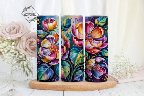 Vibrant Abstract Floral 20oz Tumbler Sublimation sassyprint 