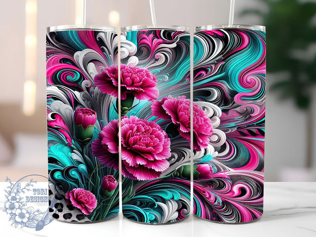 Vibrant Abstract Flower Glow Tumbler, Vibrant Floral Tumbler, Artistic Glow Wrap, Whimsical Flower Wrap, Modern Abstract Wrap, Sublimation Design, Trendy Gift Idea Sublimation ToriDesigns 