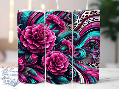 Vibrant Abstract Flower Glow Tumbler, Vibrant Floral Tumbler, Artistic Glow Wrap, Whimsical Flower Wrap, Modern Abstract Wrap, Sublimation Design, Trendy Gift Idea Sublimation ToriDesigns 