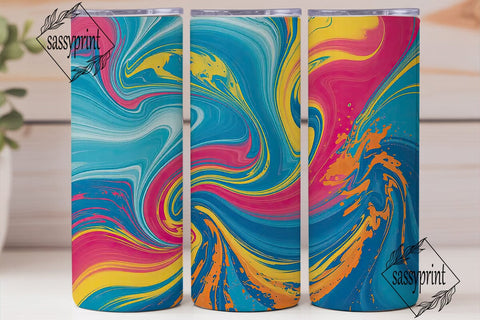 Vibrant Abstract Fluid Art 20oz Tumbler Sublimation sassyprint 