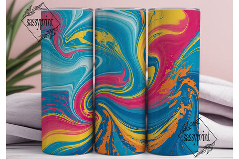 Vibrant Abstract Fluid Art 20oz Tumbler Sublimation sassyprint 