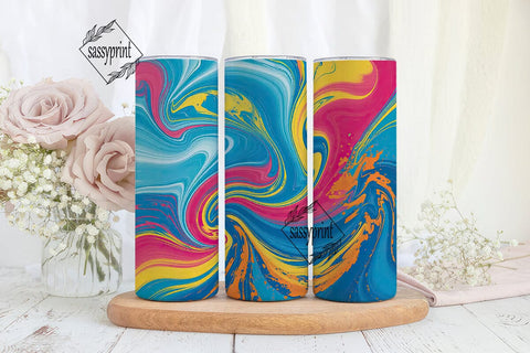Vibrant Abstract Fluid Art 20oz Tumbler Sublimation sassyprint 