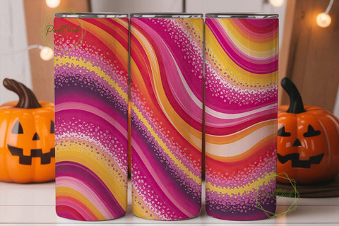 Vibrant Abstract Glitter Waves Tumbler Sublimation PixelChick 