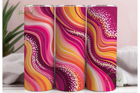 Vibrant Abstract Glitter Waves Tumbler Sublimation PixelChick 