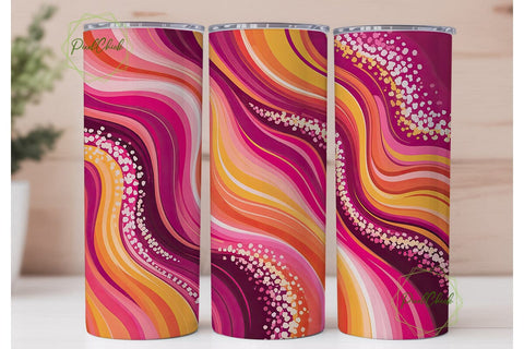 Vibrant Abstract Glitter Waves Tumbler Sublimation PixelChick 