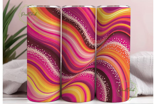 Vibrant Abstract Glitter Waves Tumbler Sublimation PixelChick 