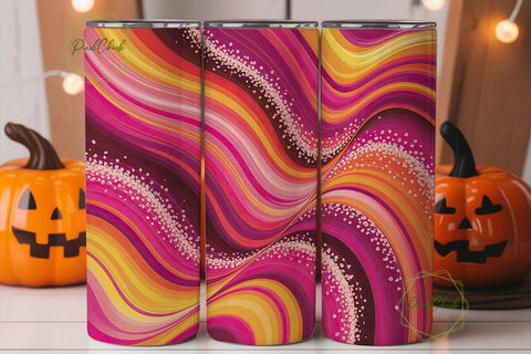 Vibrant Abstract Glitter Waves Tumbler Sublimation PixelChick 