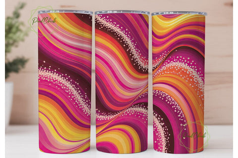 Vibrant Abstract Glitter Waves Tumbler Sublimation PixelChick 