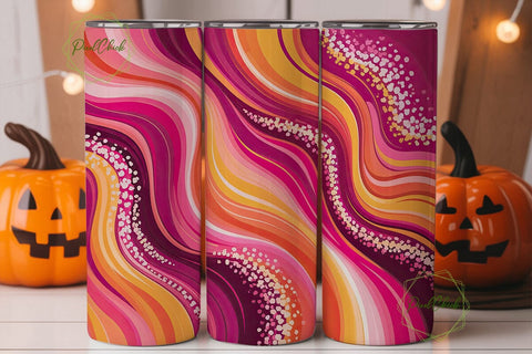 Vibrant Abstract Glitter Waves Tumbler Sublimation PixelChick 