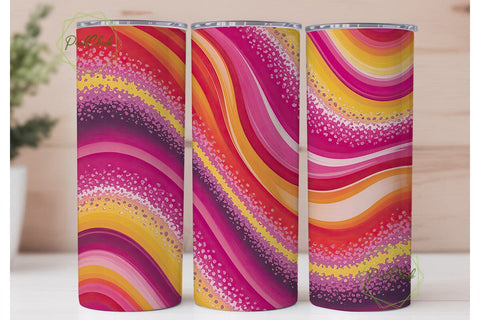 Vibrant Abstract Glitter Waves Tumbler Sublimation PixelChick 