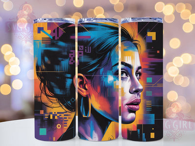Vibrant Abstract Woman Tumbler Wrap, Vibrant Portrait, Modern Art, Creative Expression, Colorful Design, Tumbler Wrap, Sublimation Design Sublimation SvggirlplusArt 