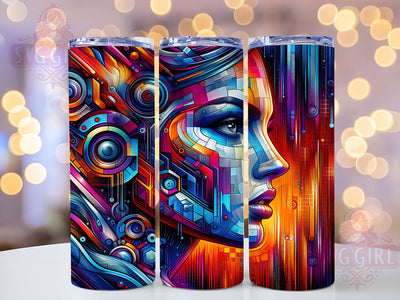 Vibrant Abstract Woman Tumbler Wrap, Vibrant Portrait, Modern Art, Creative Expression, Colorful Design, Tumbler Wrap, Sublimation Design Sublimation SvggirlplusArt 