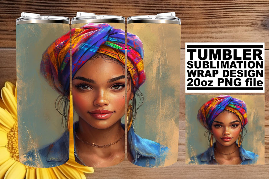 Vibrant Afro Woman Portraits for Tumblers - So Fontsy