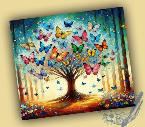 Vibrant and Colorful Tree of Life 20oz Skinny Tumbler, Nature Scenic Tumbler Png, Straight & Tapered Tumbler Wrap, Instant Digital Download Sublimation ToriDesigns 