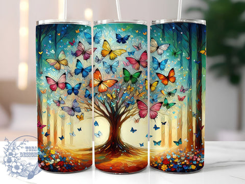 Vibrant and Colorful Tree of Life 20oz Skinny Tumbler, Nature Scenic Tumbler Png, Straight & Tapered Tumbler Wrap, Instant Digital Download Sublimation ToriDesigns 