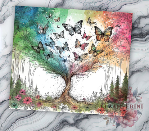 Vibrant and Colorful Tree of Life 20oz Tumbler Wrap PNG, Tree of Life Tumbler Png, Straight & Tapered Tumbler Wrap, Instant Digital Download Sublimation Li Zamperini 
