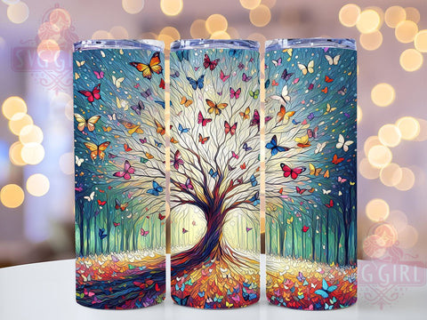 Vibrant and Colorful Tree of Life 20oz Tumbler Wrap Sublimation Design, Straight Tapered Tumbler Wrap, Nature Scenic Tumbler Png, Instant Digital Download Sublimation SvggirlplusArt 