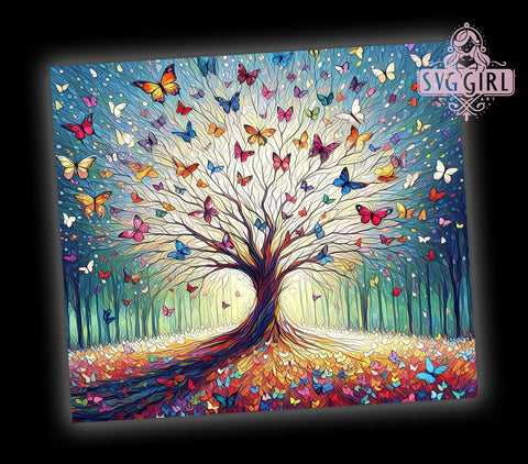 Vibrant and Colorful Tree of Life 20oz Tumbler Wrap Sublimation Design, Straight Tapered Tumbler Wrap, Nature Scenic Tumbler Png, Instant Digital Download Sublimation SvggirlplusArt 