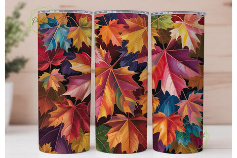 Vibrant Autumn Maple Leaves 20oz Tumbler Sublimation PixelChick 
