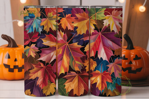 Vibrant Autumn Maple Leaves 20oz Tumbler Sublimation PixelChick 