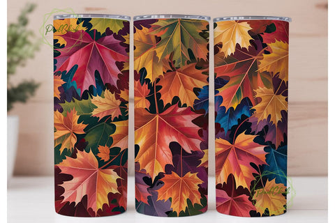 Vibrant Autumn Maple Leaves 20oz Tumbler Sublimation PixelChick 
