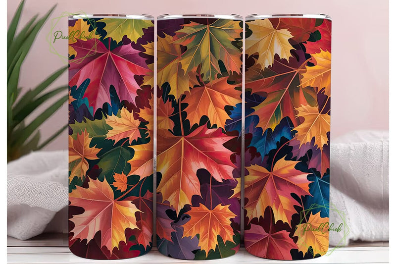 Vibrant Autumn Maple Leaves 20oz Tumbler Sublimation PixelChick 