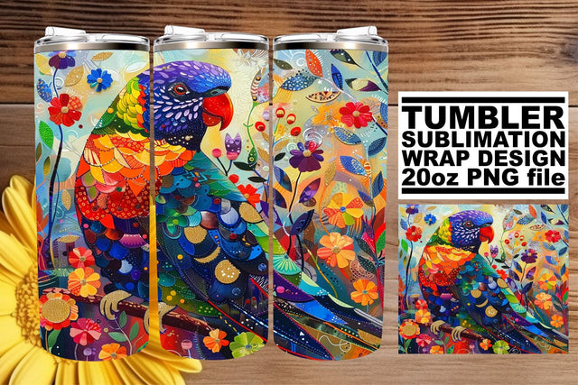 Vibrant Avian Extravaganza Tumbler Wrap - 20oz Sublimation Sublimation afrosvg 