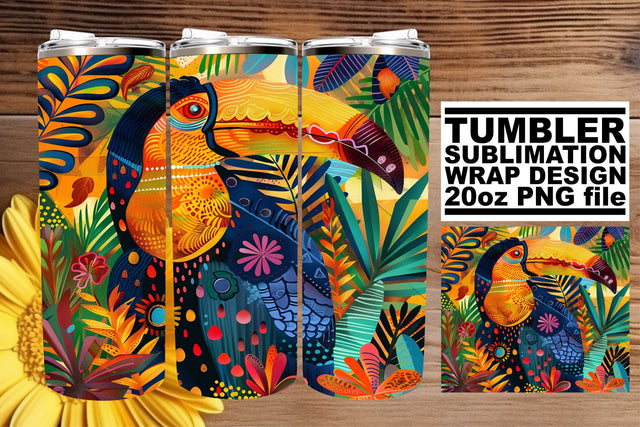 Vibrant Avian Paradise Tumbler Wrap - 20oz Sublimation Sublimation afrosvg 