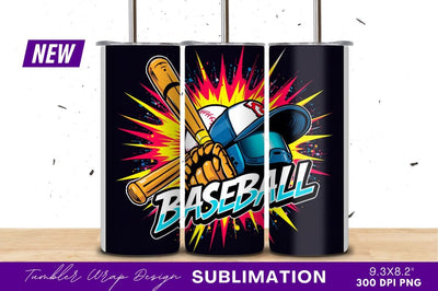 Vibrant Baseball Gear Illustration Tumbler Png Sublimation Regulrcrative 