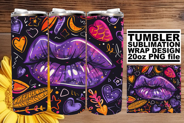 Vibrant Beauty Lips Design for Tumblers – 20oz Sublimation Wrap Sublimation afrosvg 