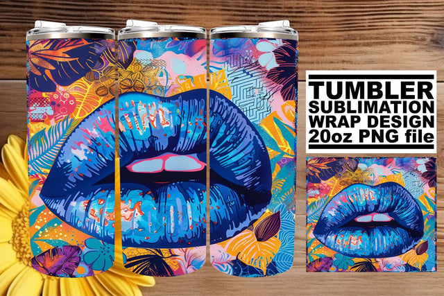 Vibrant Beauty Lips Tumbler Wrap – 20oz Sublimation Print Design Sublimation afrosvg 