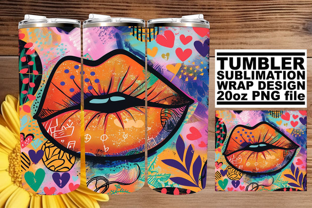 Vibrant Beauty Lips Wrap Sublimation Design for 20oz Tumblers Sublimation afrosvg 